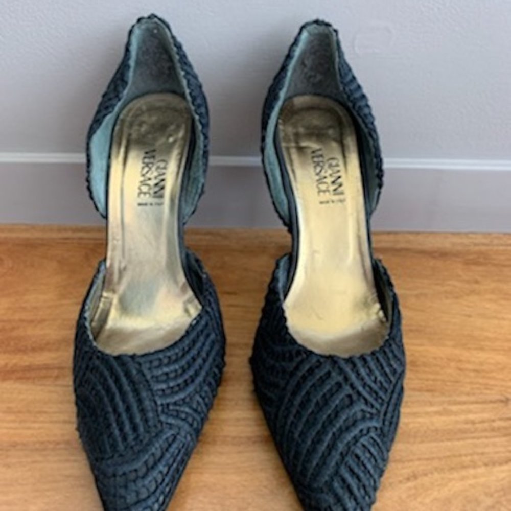 Gianni Versace Black Jaquard Stiletto Pumps